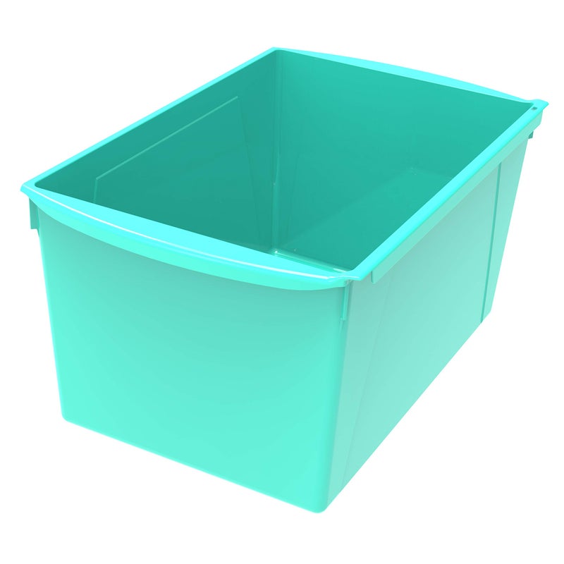 Storex Extra-Large Book Bin, Interlocking Plastic Organizer for Home, Office and Classroom, Teal, 6-Pack (71134U06C) - Image 2